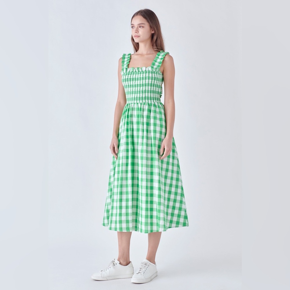 English Factory Green Check Dress size Small